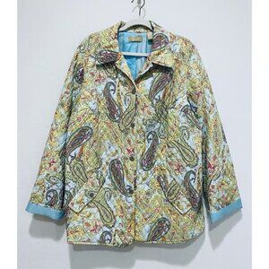 Kate Hill Jacket Womens 2X Pastel Floral Quilted Snap Front Cottagecore Prairie